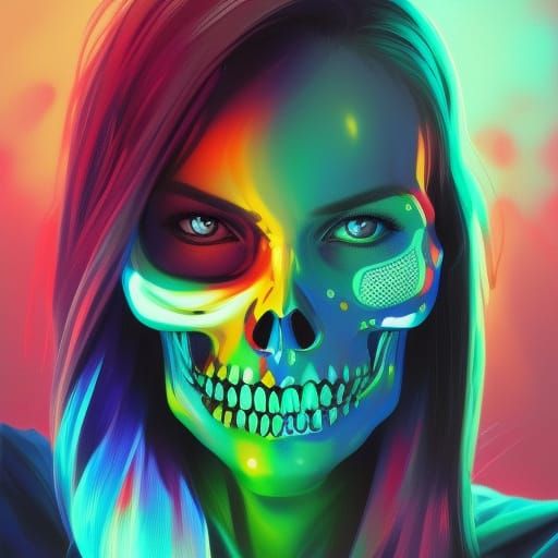 Neon and colorful Skull