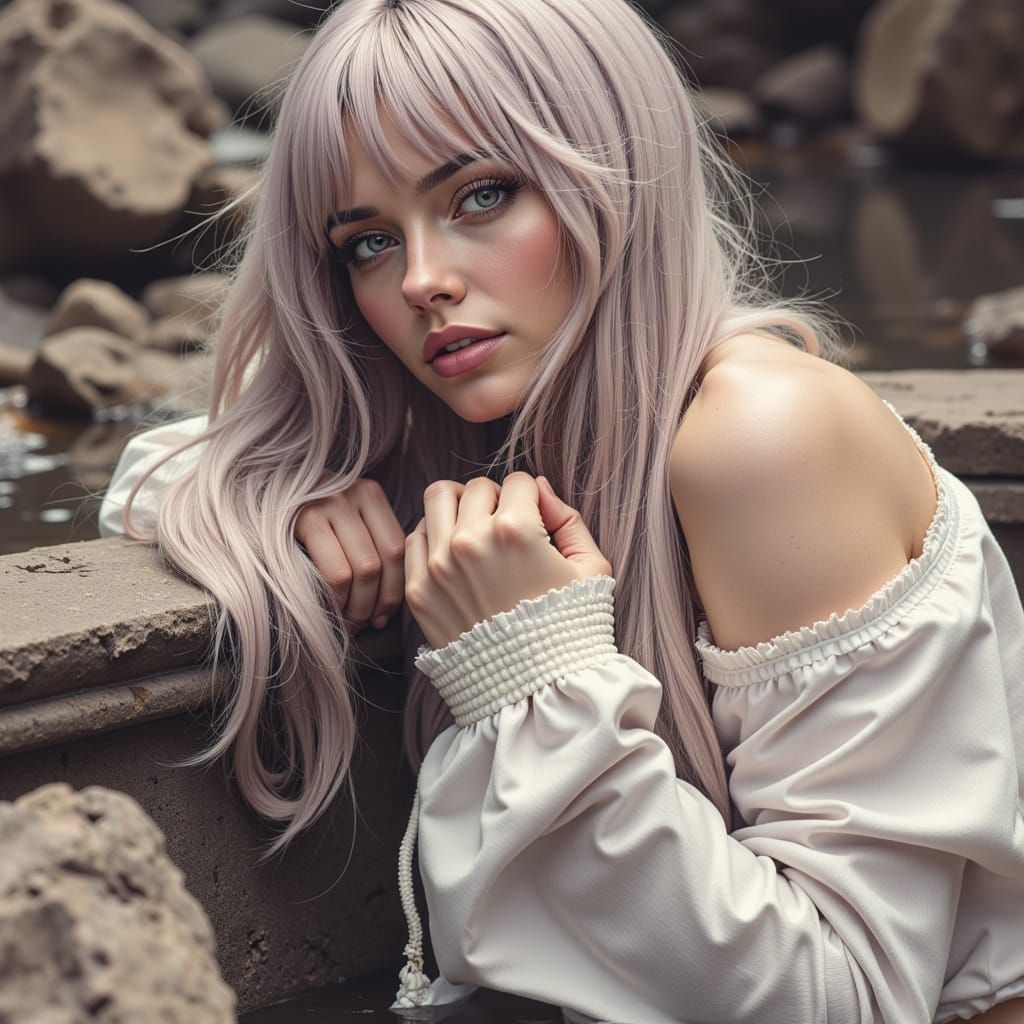 Sinister Princess in Dystopian Water Scene