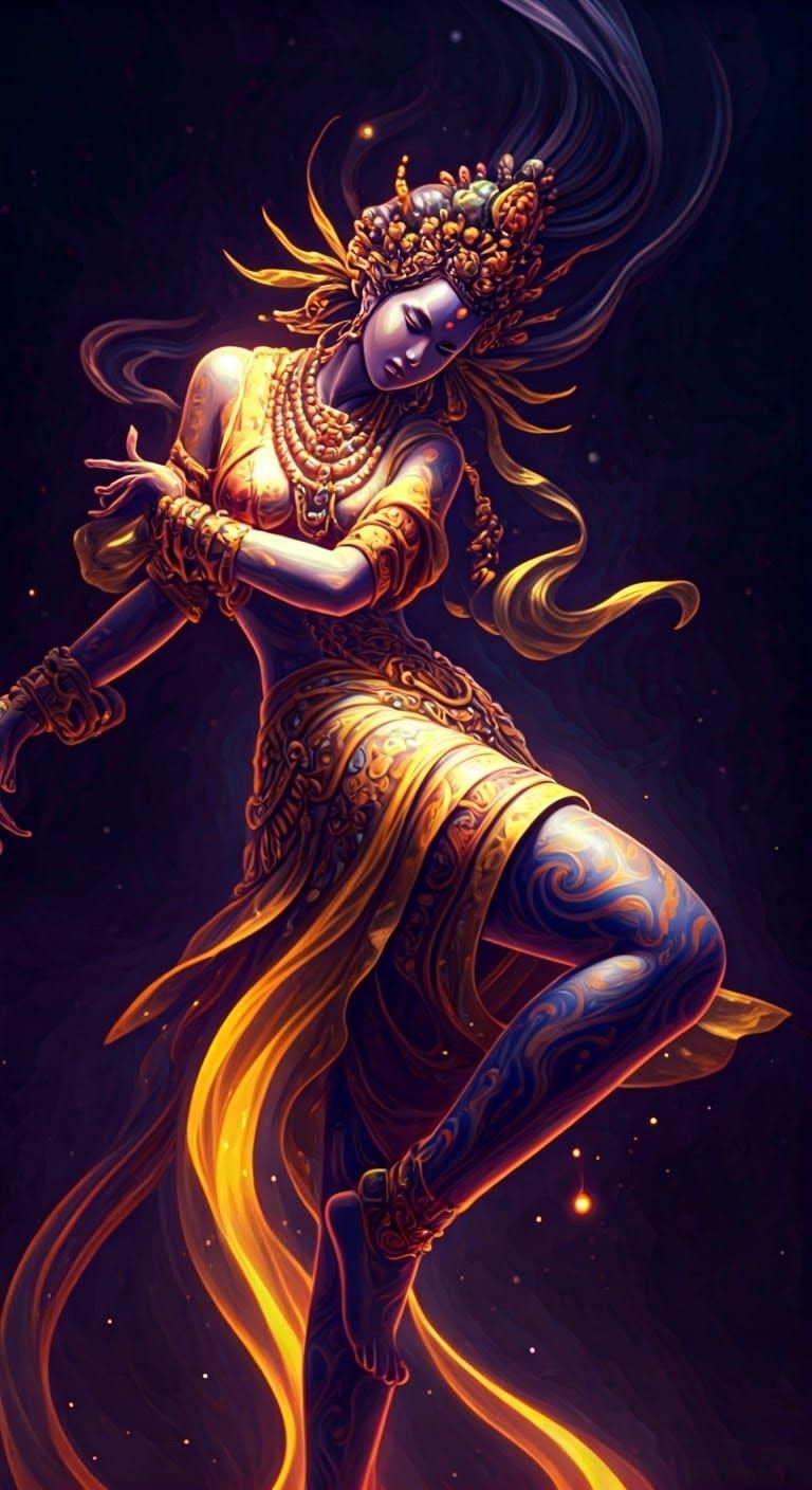 Tibetan Sorceress in Cosmic Dance: Holographic Art