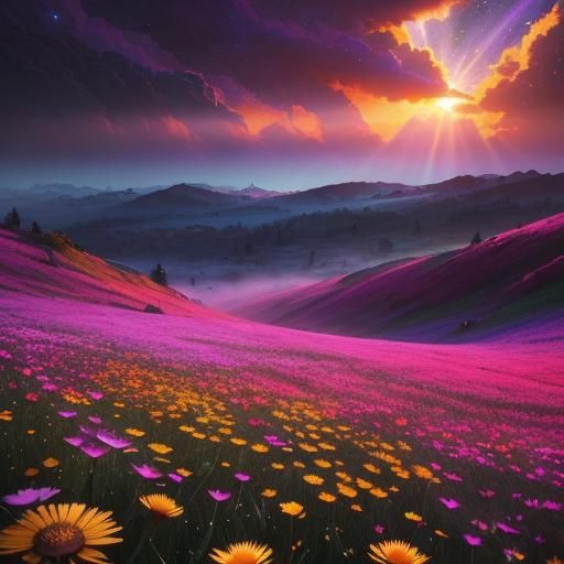 By Jamed R Eads  || sun shining on the meadows on  the hills...
