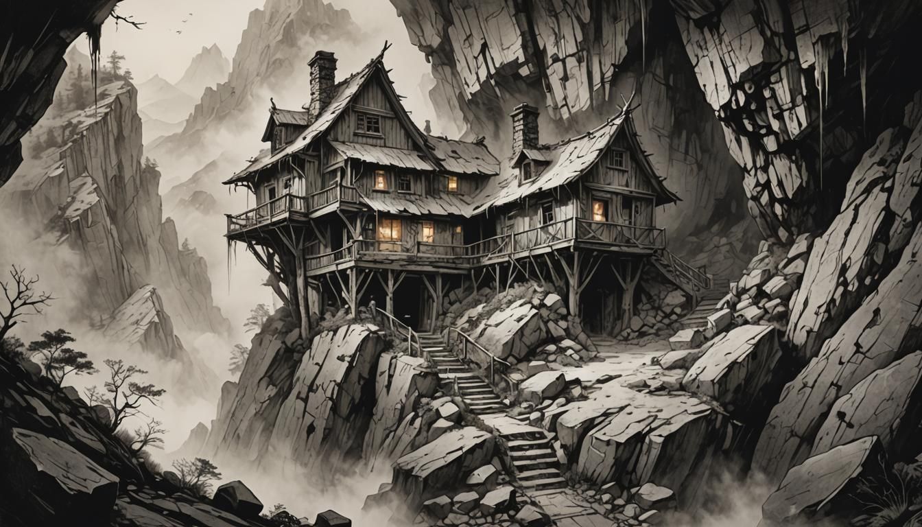 A rough-and-tumble mountain cavern house!
