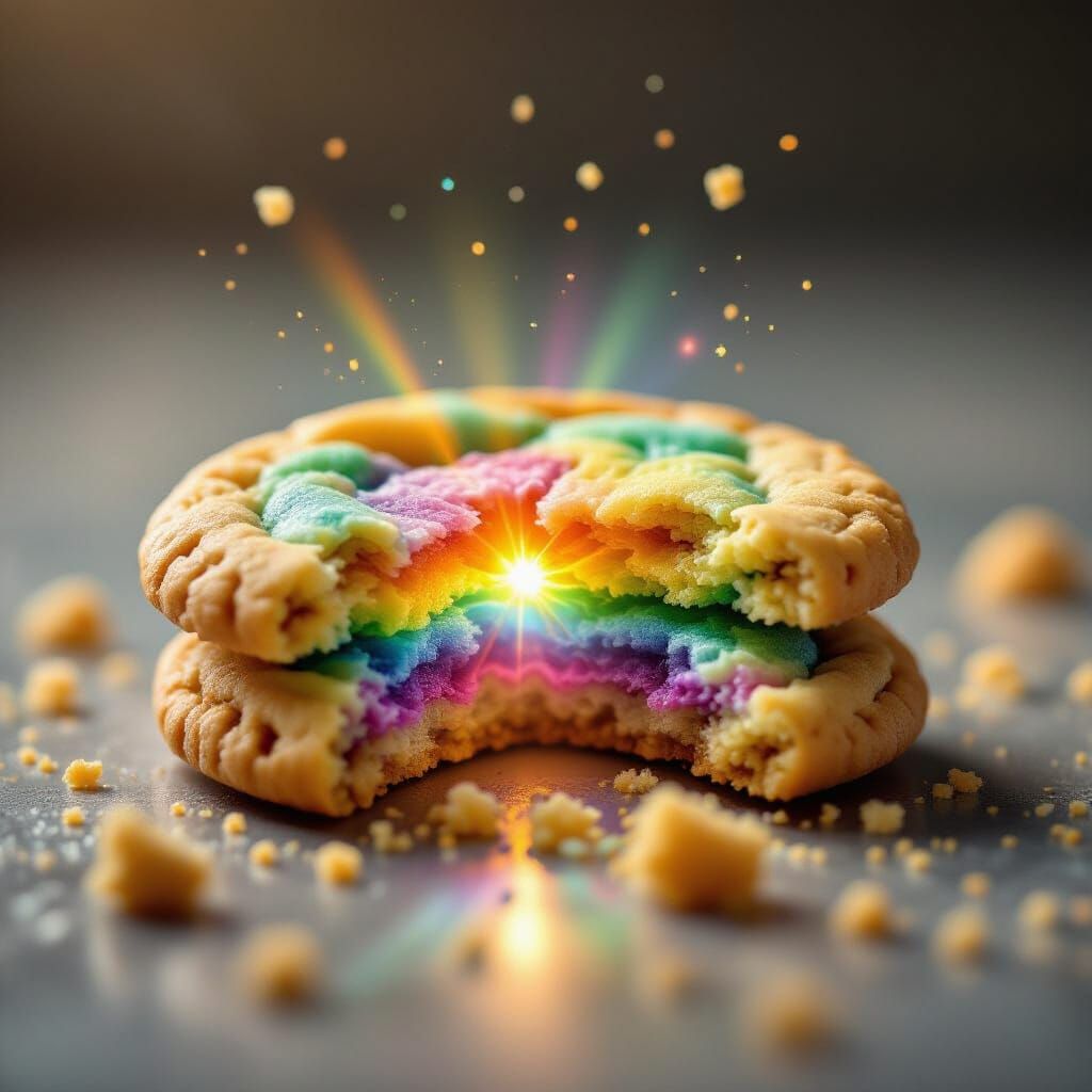 Macro Cookie Reveals Vibrant Rainbow Center