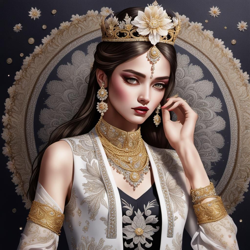 Embroidered woman