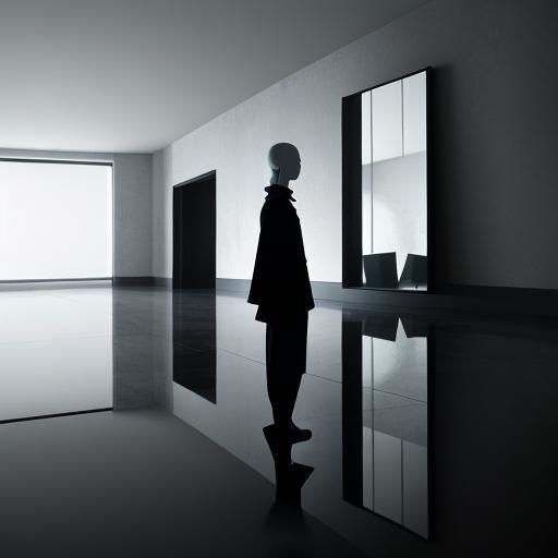 Surreal scene of an unsettling floating person, an uncanny m...