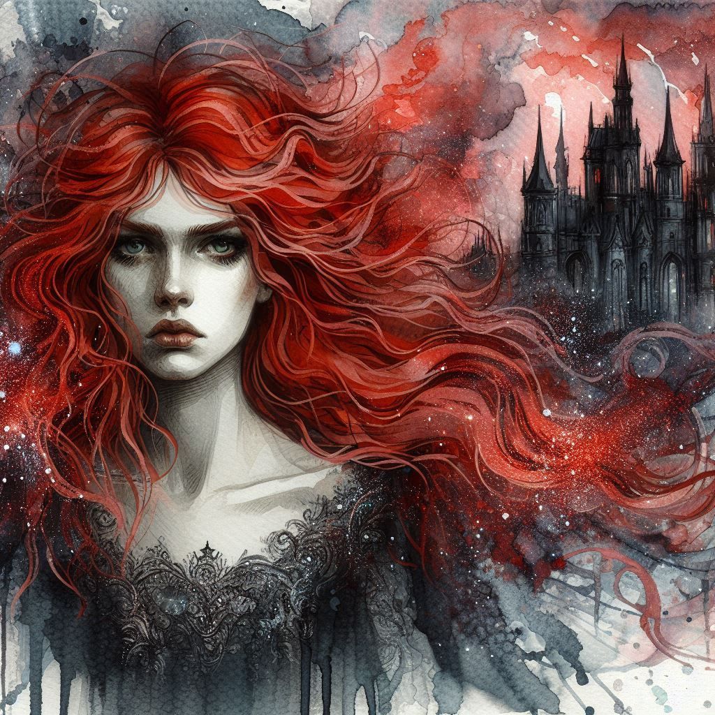 Red-haired gothic beauty