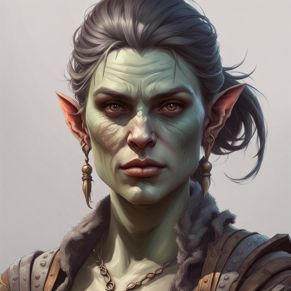 bandit shop keeper female, half orc, pale skin - AI Generated Artwork ...