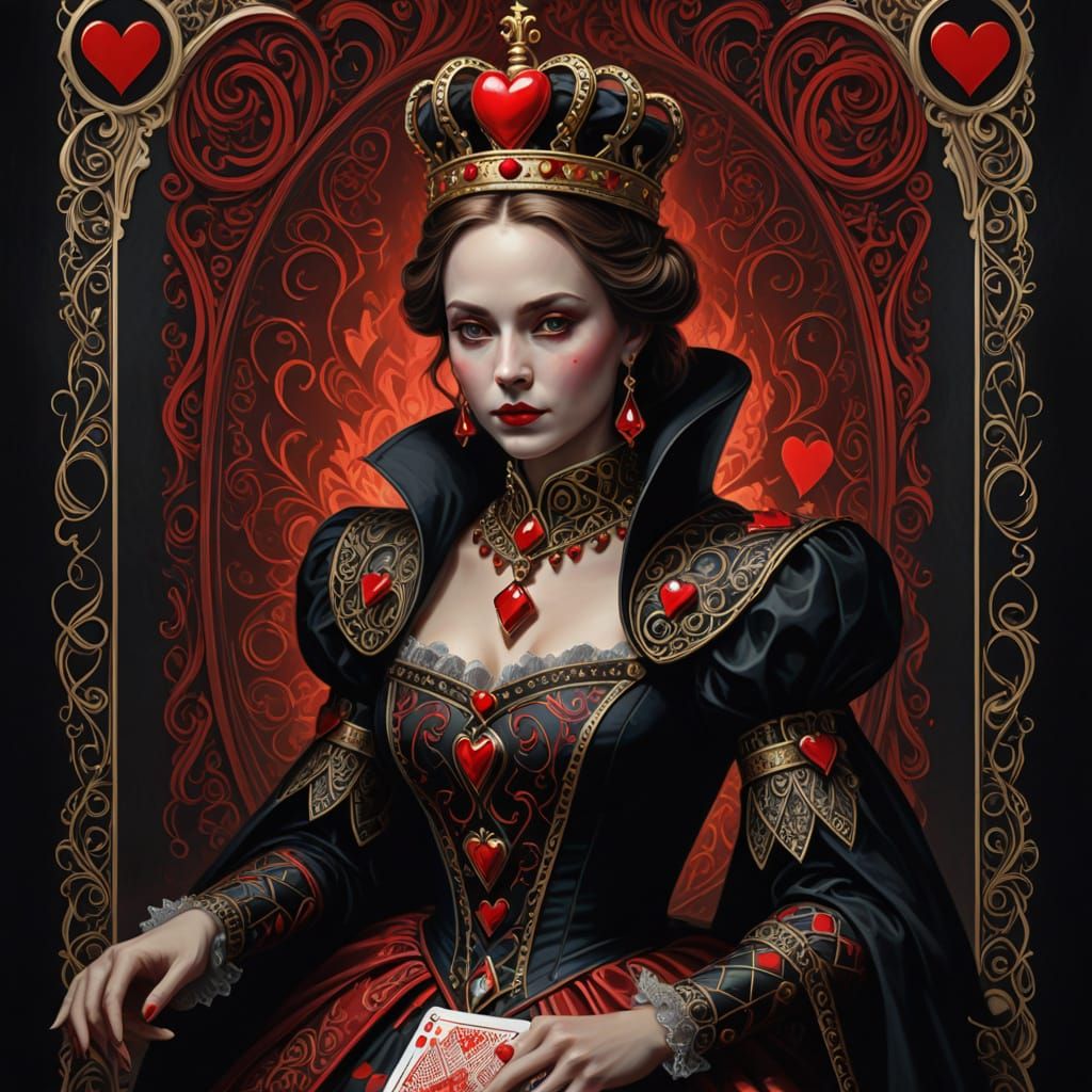 the Queen of Hearts, brought to life directly from a playing card. She ...  by @MoonlitAura