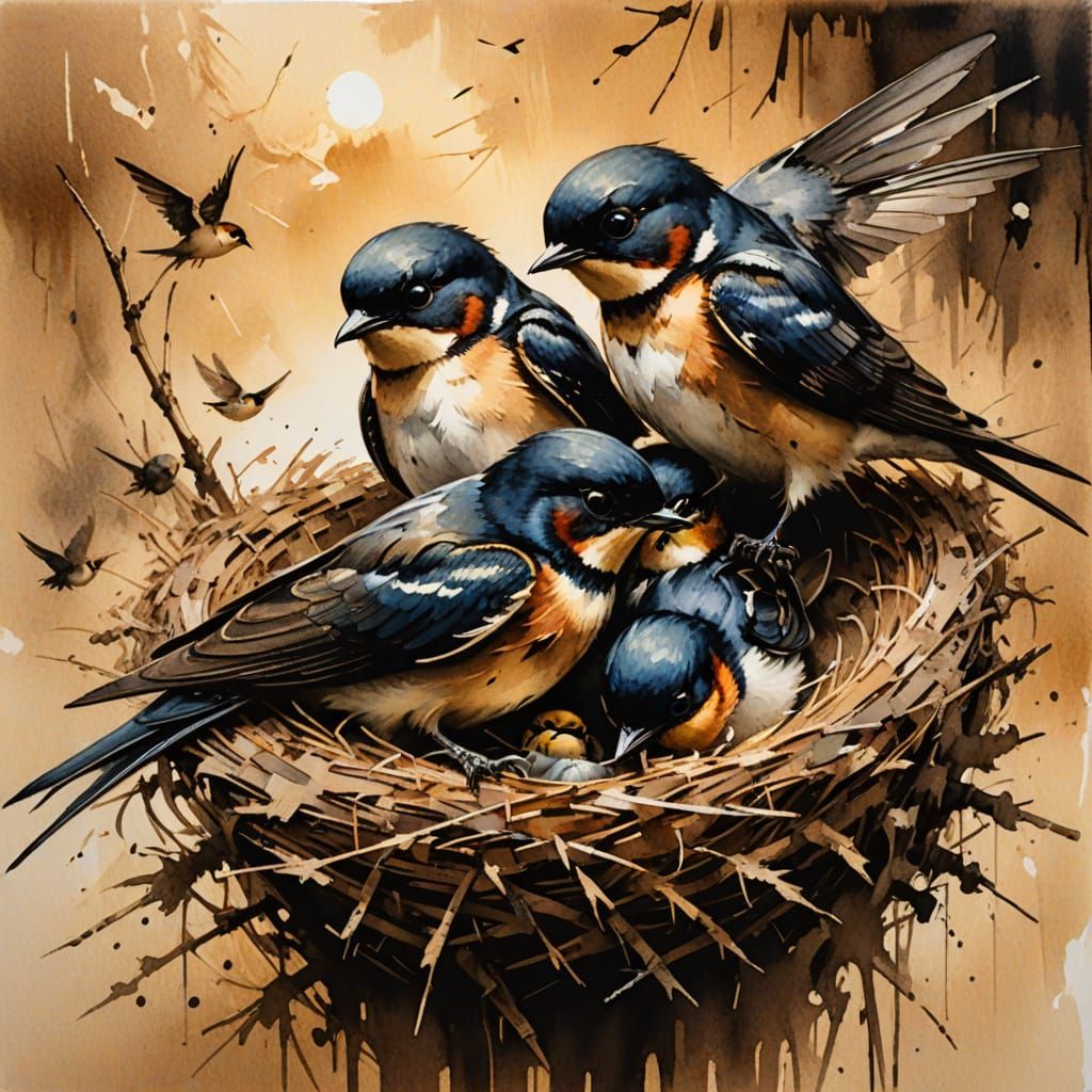 Swallows in the nest  by @Aczél Judit