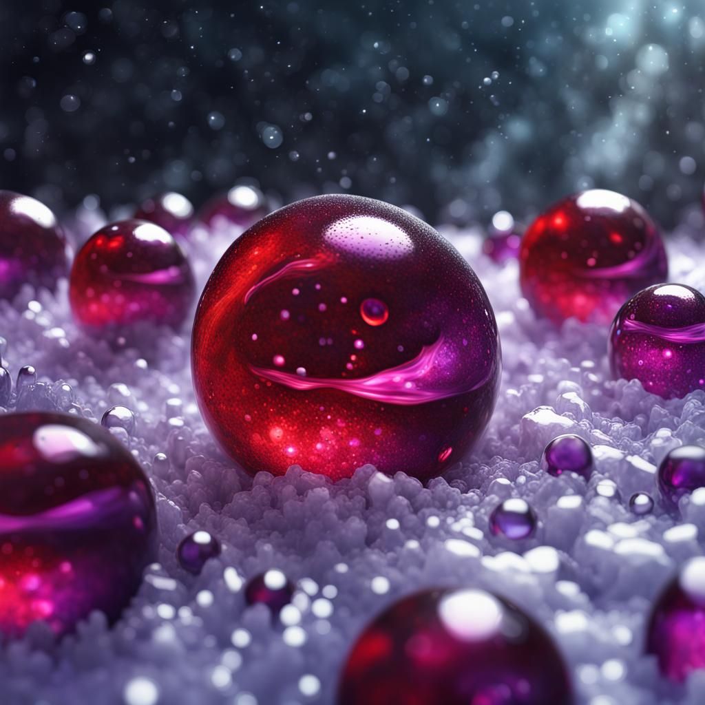 Acrylic spheres sparkles amethysts pouring painting frozen liquid