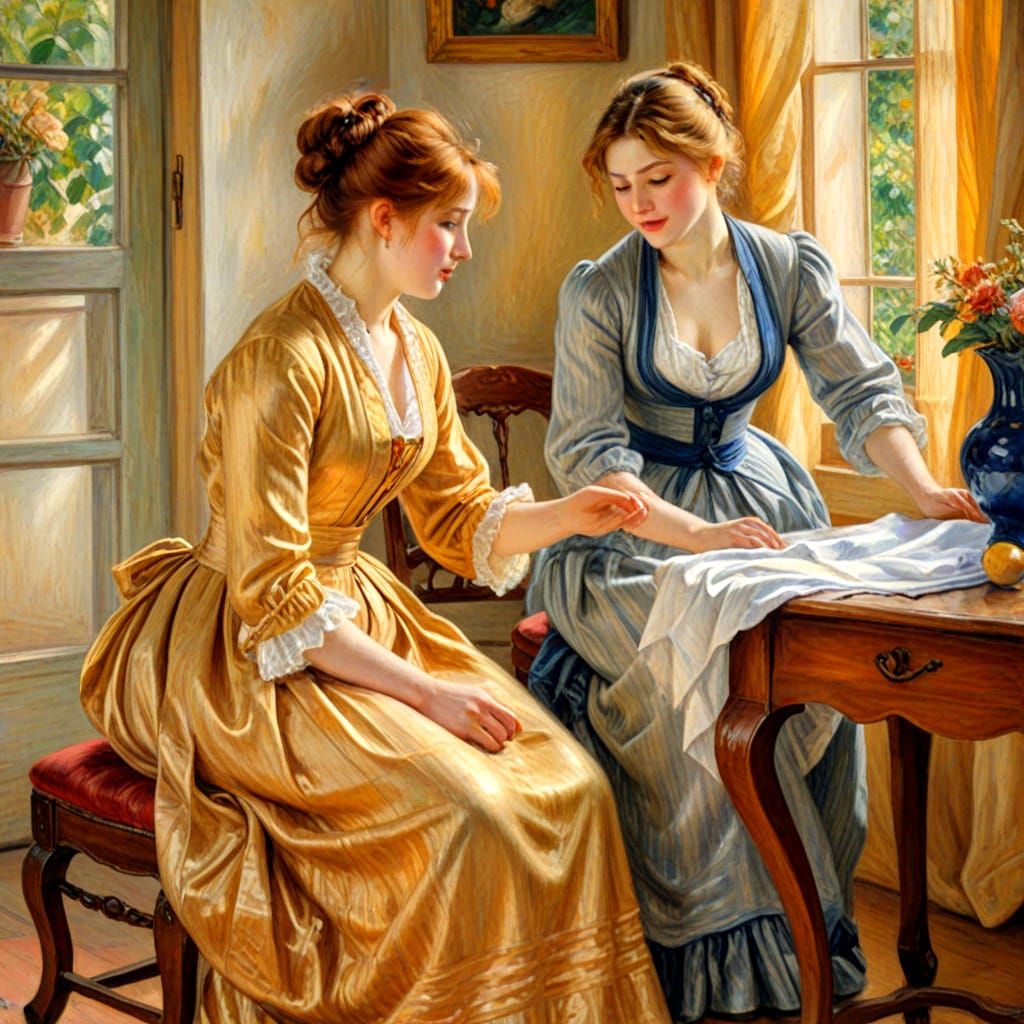 Ladies at Leisure in a Spacious House