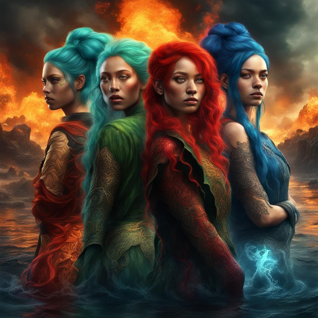 fire, earth, water, air