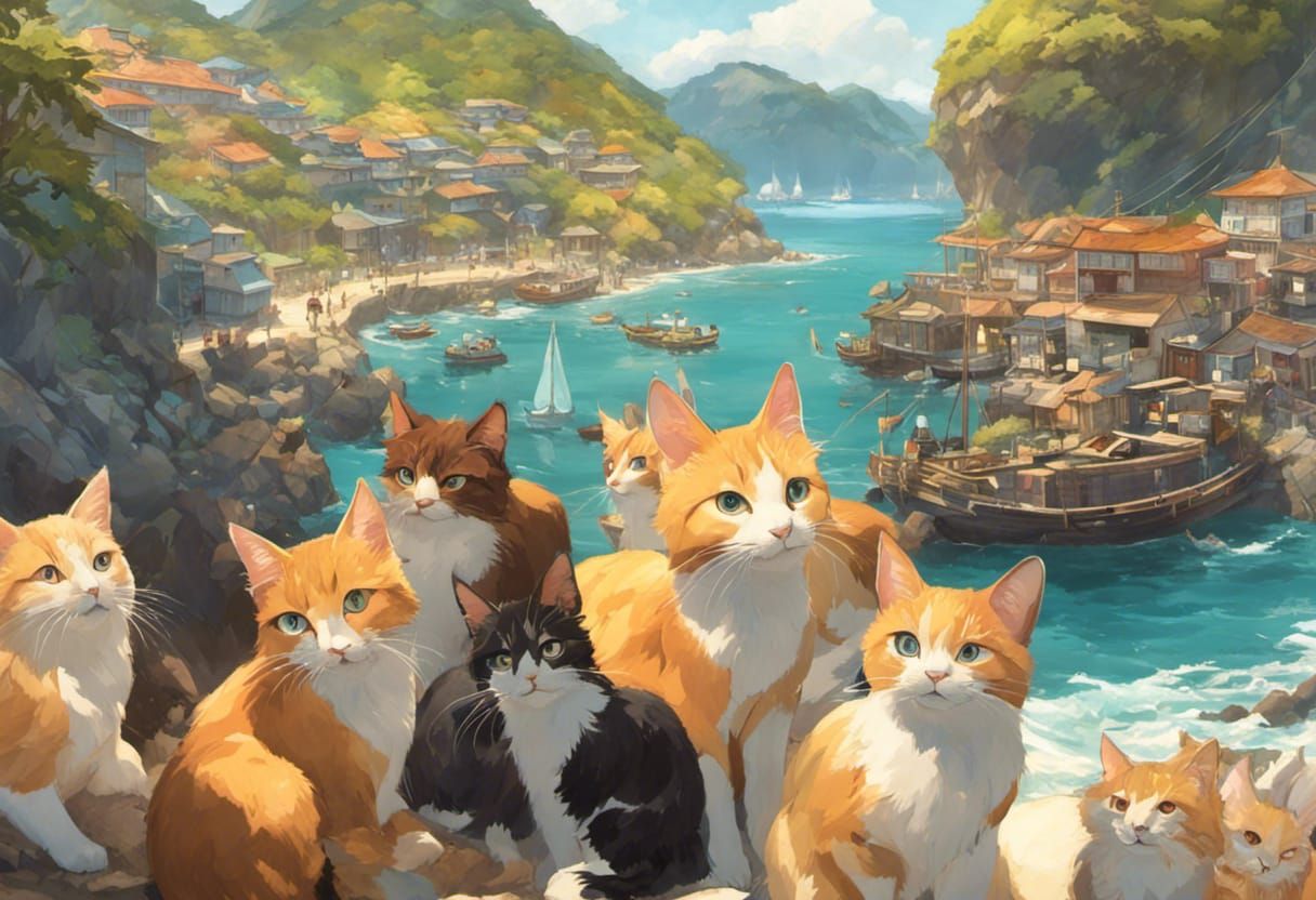 Cat island, Japan Pretty island (Aoshima) will only have cat...