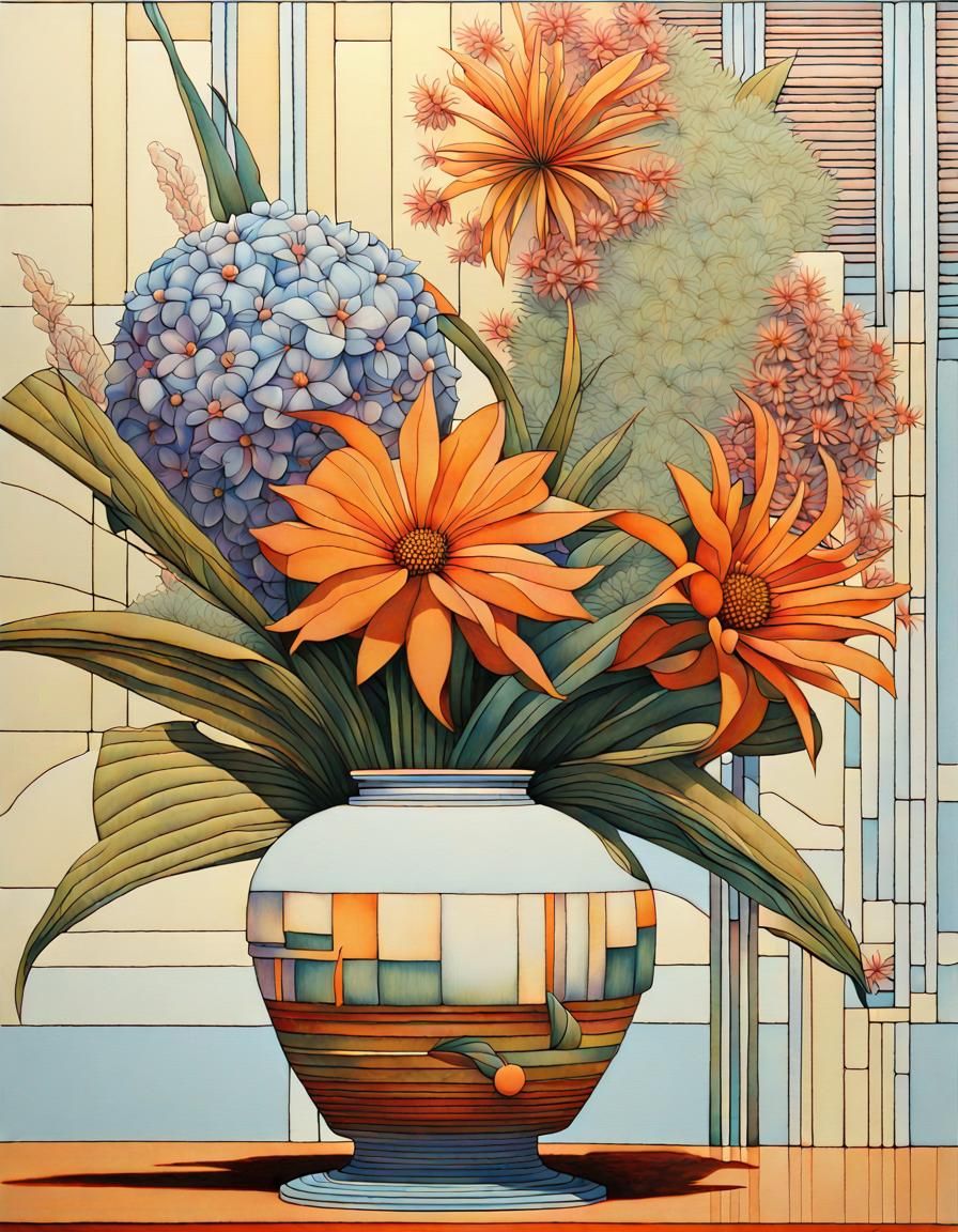 Flower vase with unusual flower arrangement of exotic and otherworldly beauty 1
