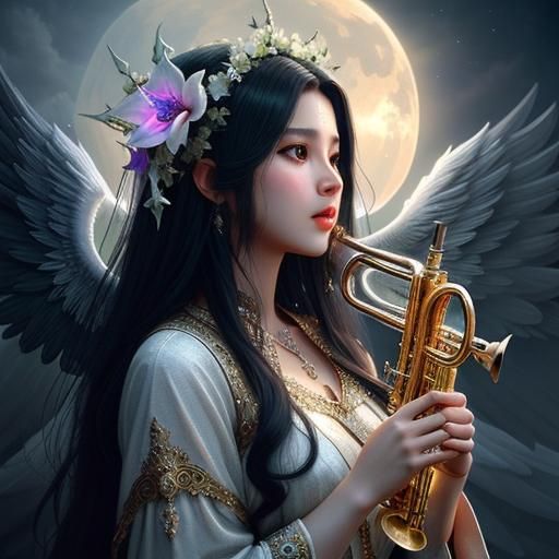beautiful Angel’s Trumpet flower
 amazingly hyperdetailed a ...