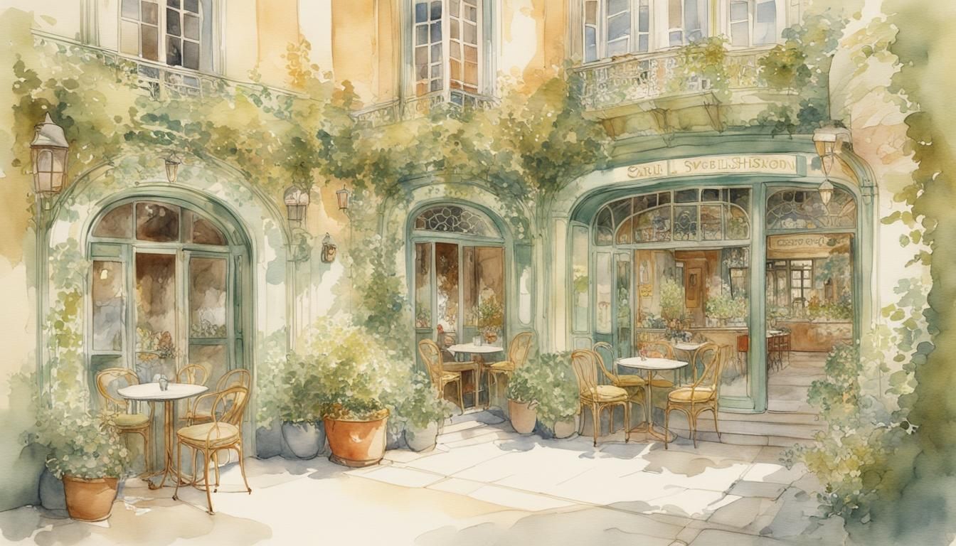 La cour et la brasserie, en 1897, aquarelle, à la façon de Carl Larsson #suédois #architecture Suédoise #Maison Suédoise_