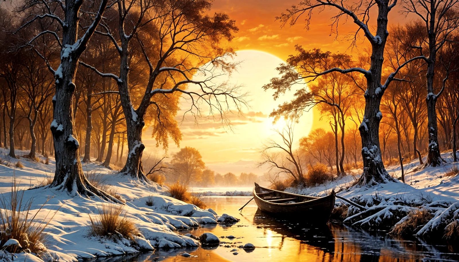 Moondream & Snow by the Lake   by @MALDOROR