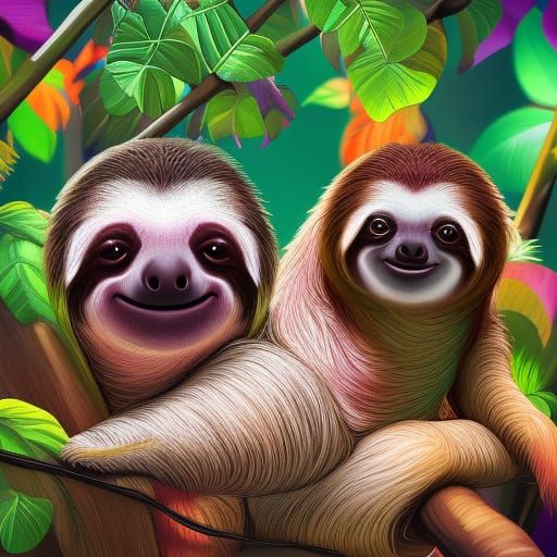 Sloths ️ - AI Generated Artwork - NightCafe Creator