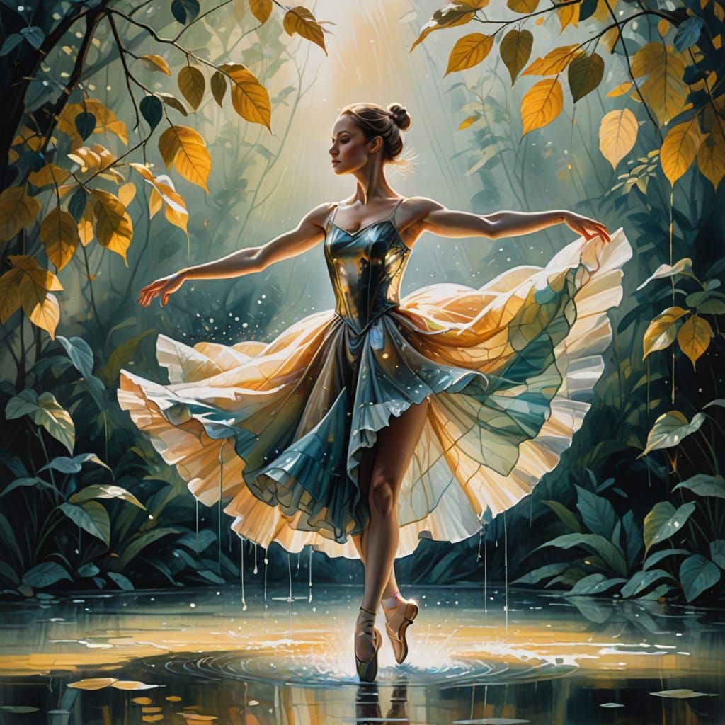 surrealim tmw turner young ballerina dress made entirely of water linear strokes leaps upon a leaf upon ...  by @-jul2910-