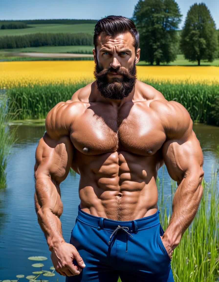 Massive man by the lake