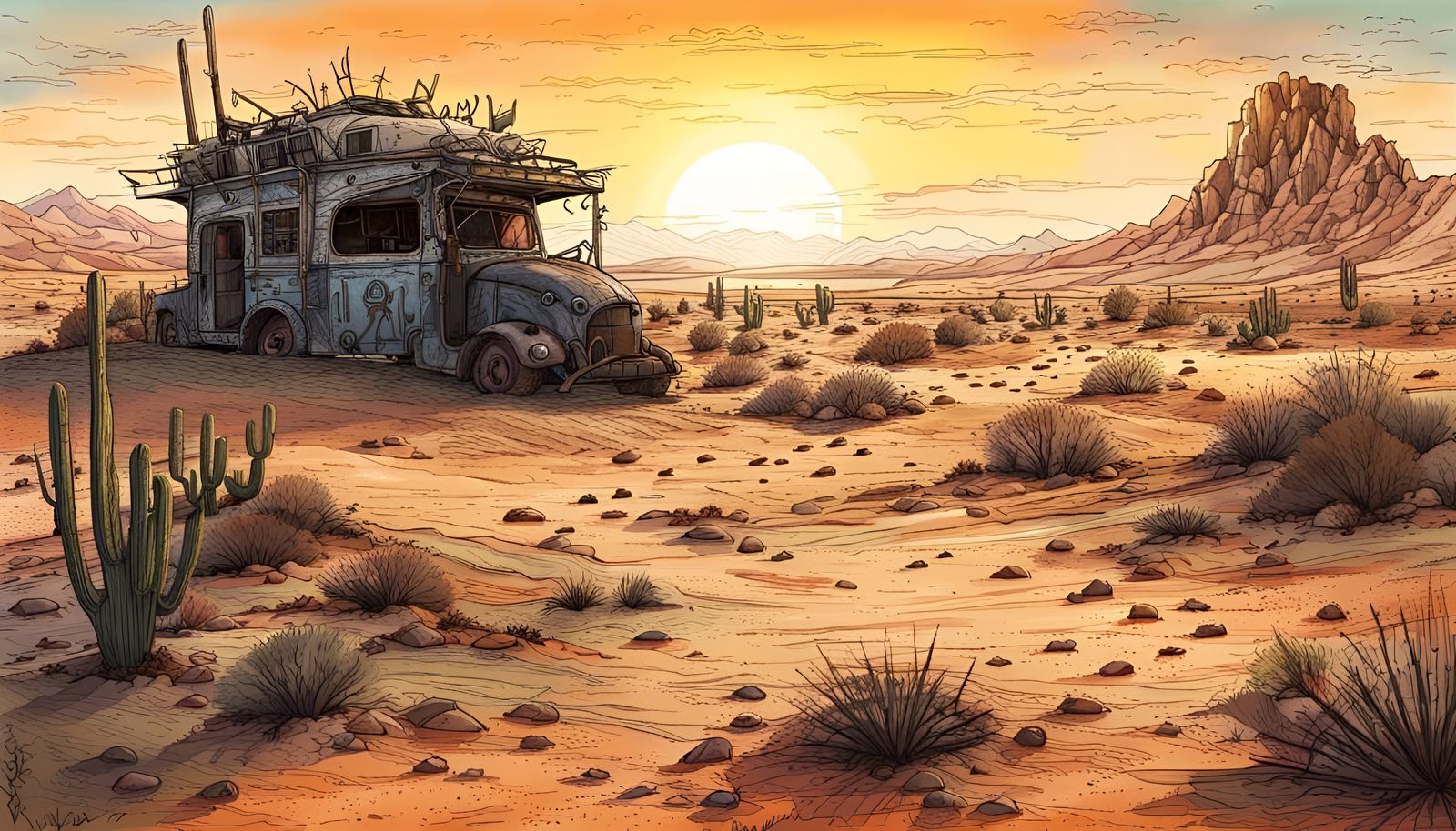 sunset in the desert  by @Coding Teacher Muc