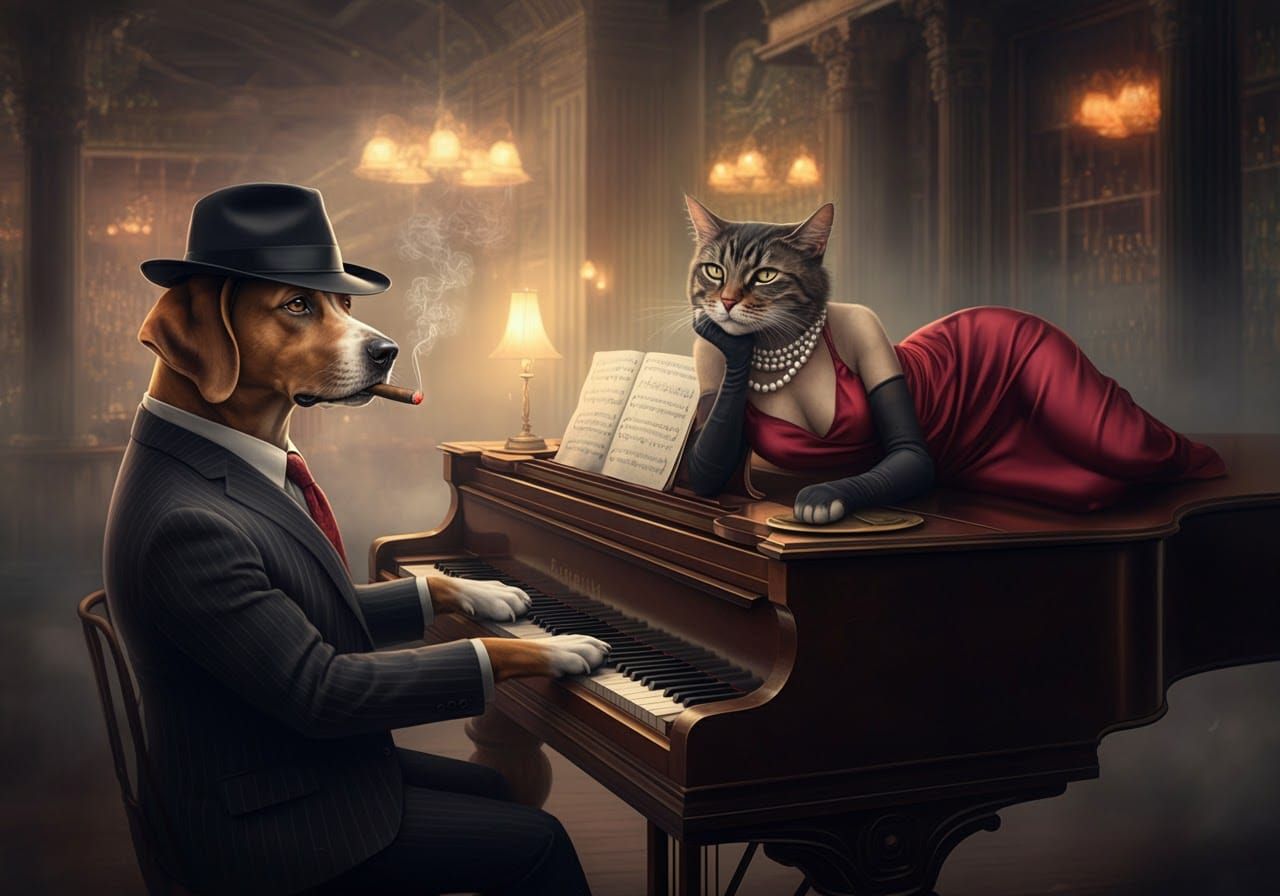 Dog Ellington and his groupie Cat Jazzlover in New orleans