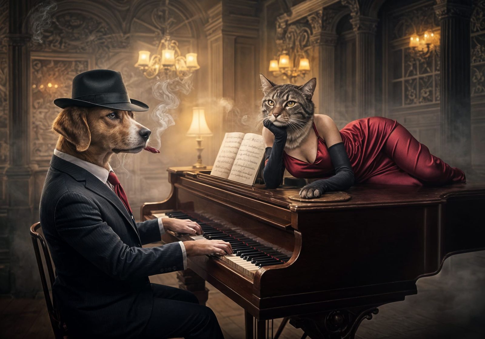 Dog Ellington and his groupie Cat Jazzlover in New orleans  by @Francis H