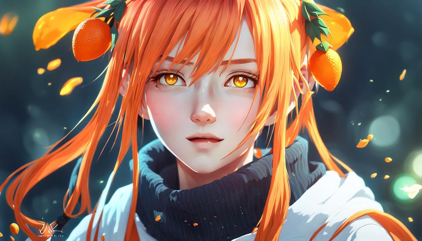 a beautiful girl with orange hair By artist 