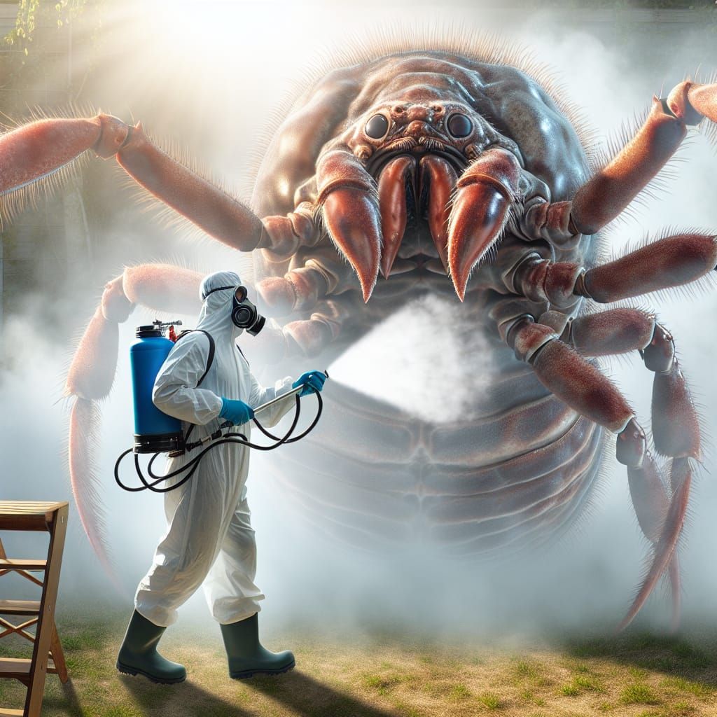 It was time to emit the pesticide for the giant mite - AI Generated ...