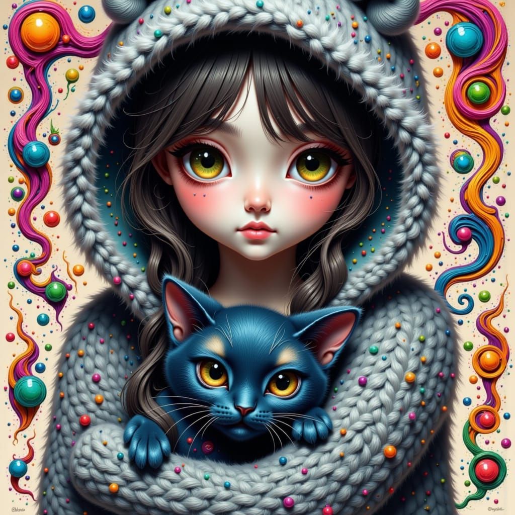 A captivating and enigmatic portrait of a young woman, circa 20s, with fair Caucasian skin, beset by an aura of wistful melancholy, her larg...