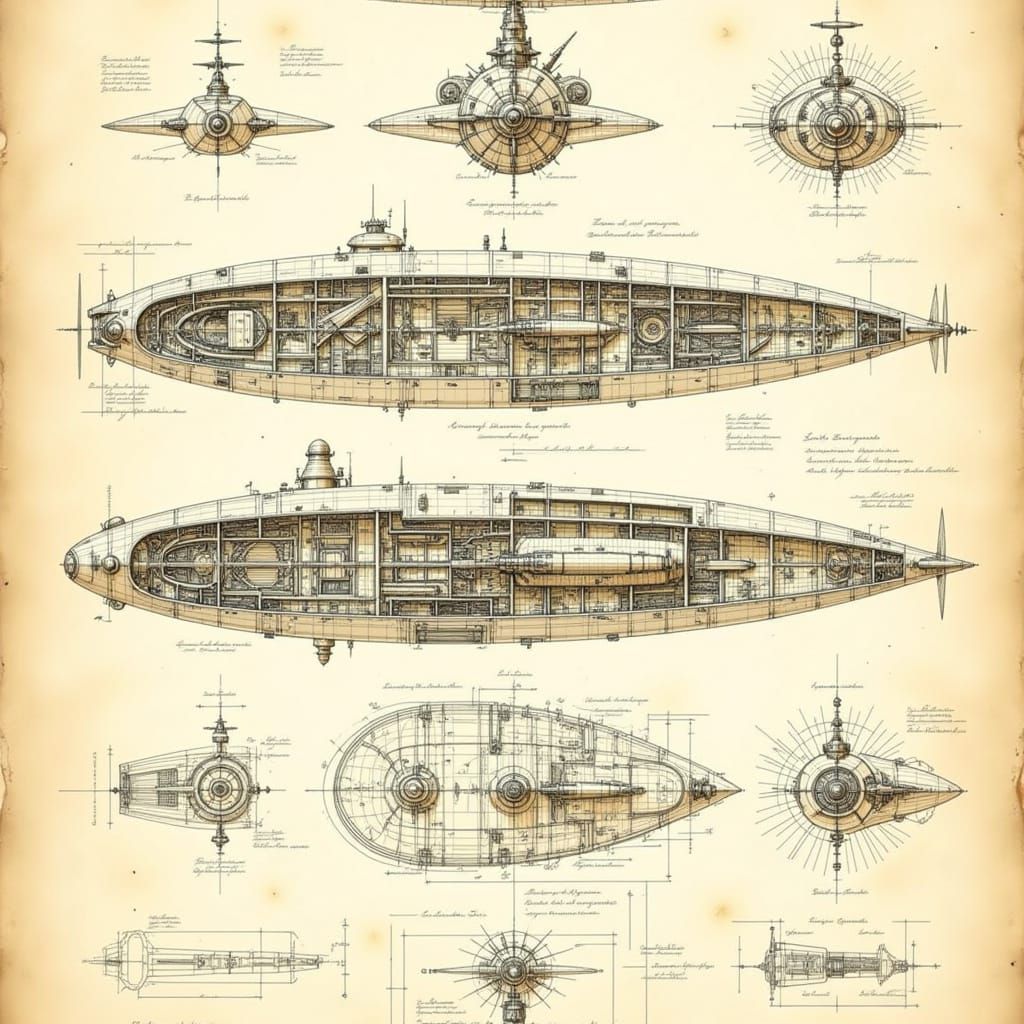 A Schematic Diagram of a War Submarine