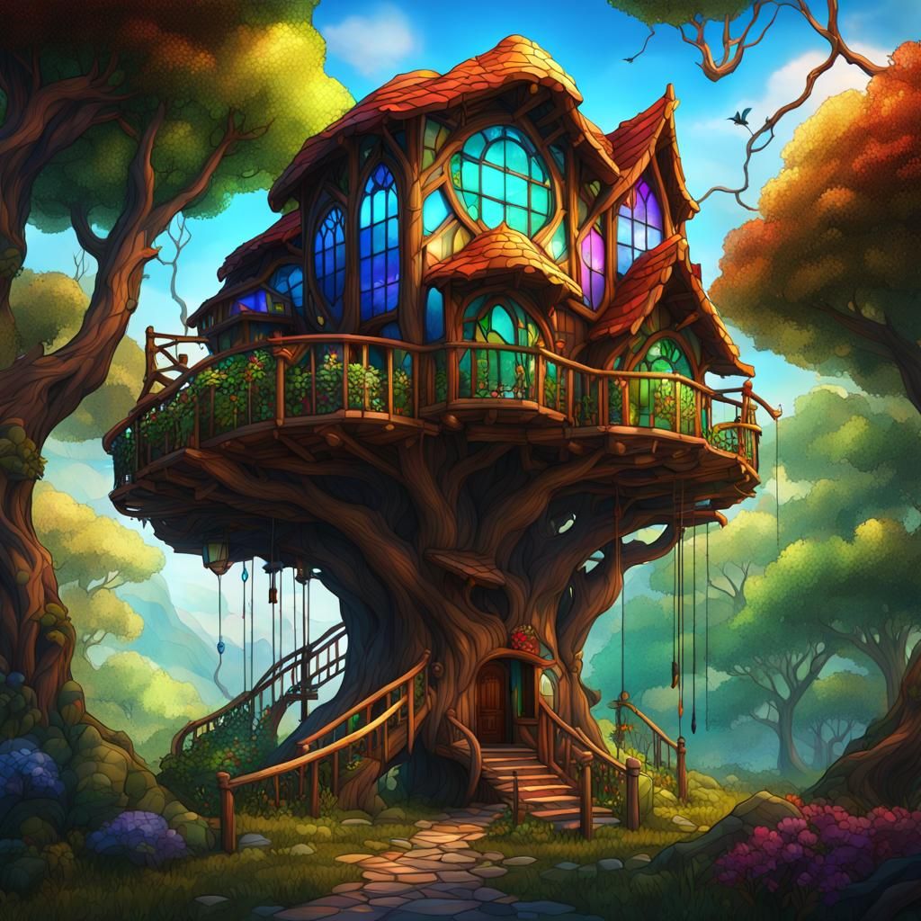 Stained glass (nature(variety)) treehouse  by @bashfulglowfly