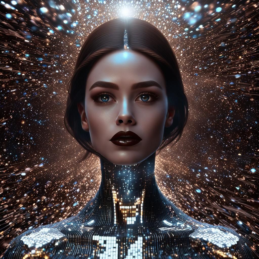Humanoid Women flowing throw a Dynamical Force.