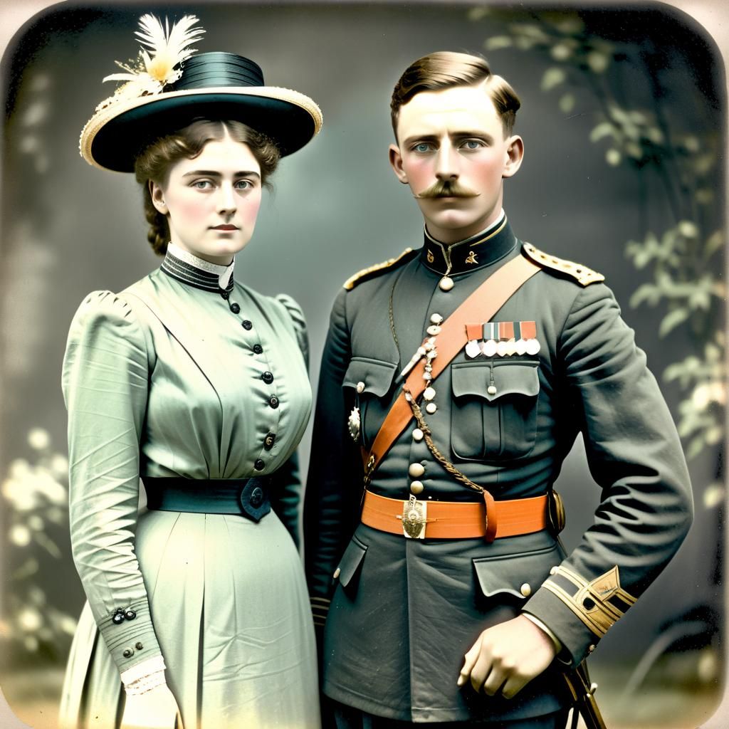 Hand-tinted photo of 1900s couple  by @Mulgar the Merciful 