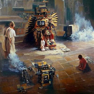 The king of the Aztecs demands a sacrifice from the robots