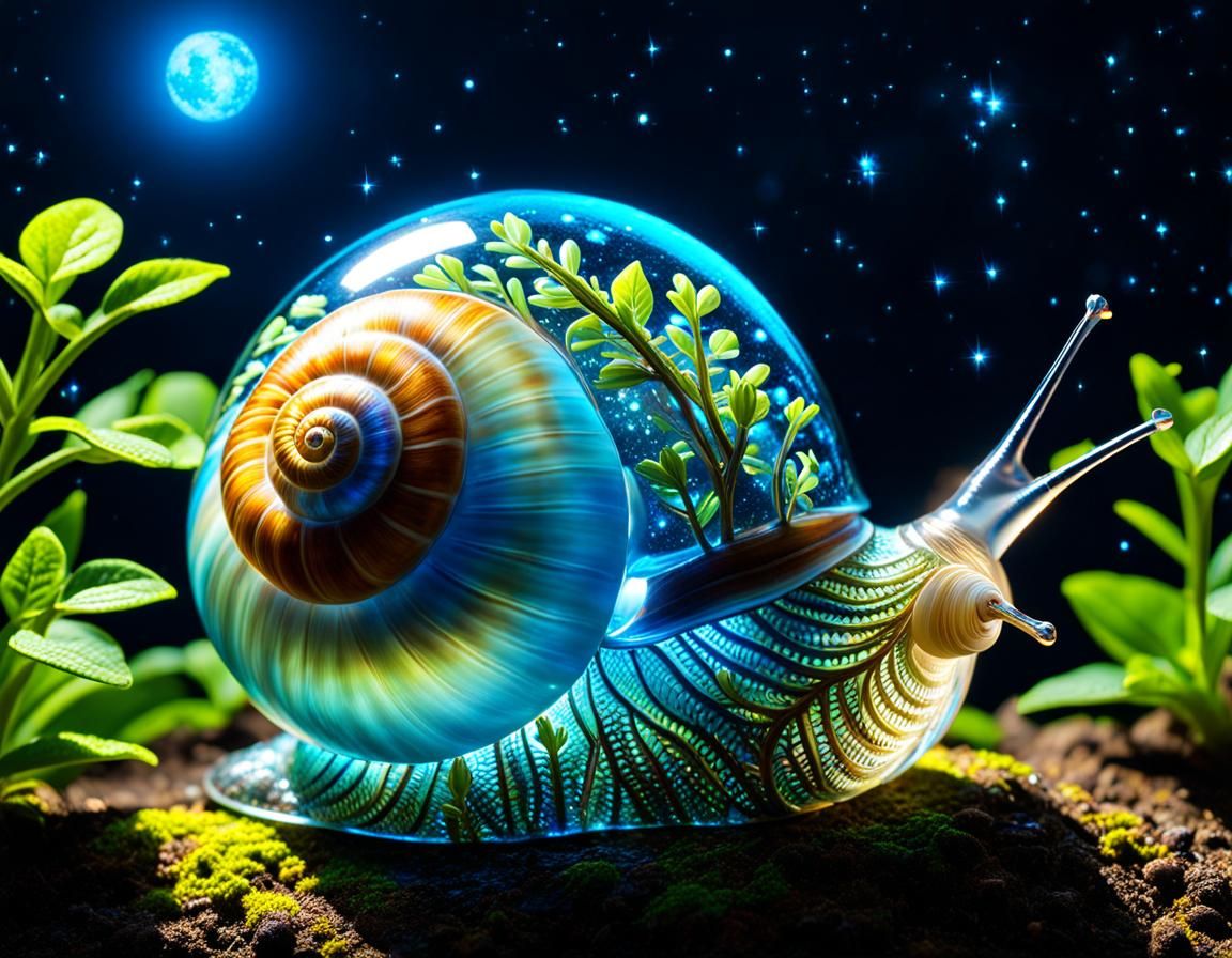 Bioluminescent snail   by @Lucy