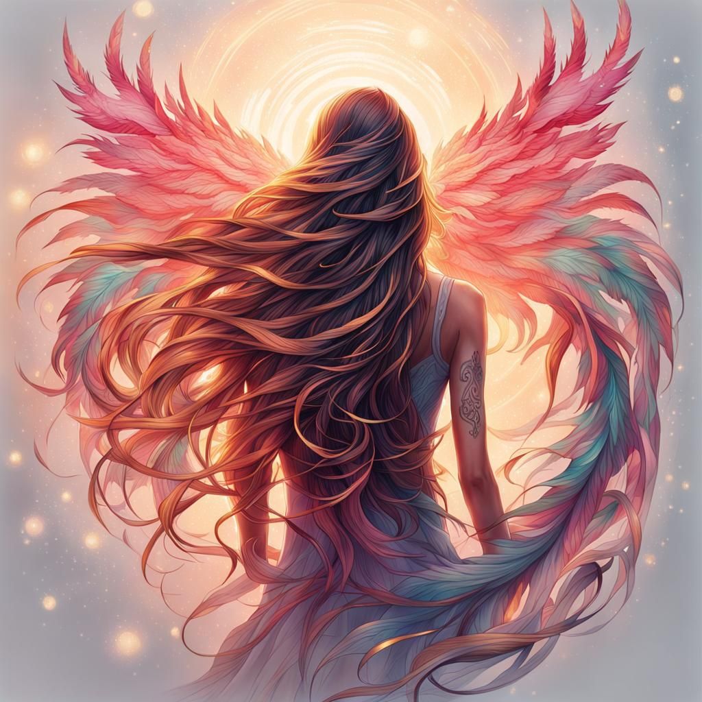 Phoenix Tattoo Art with Ethereal Fairy Lights