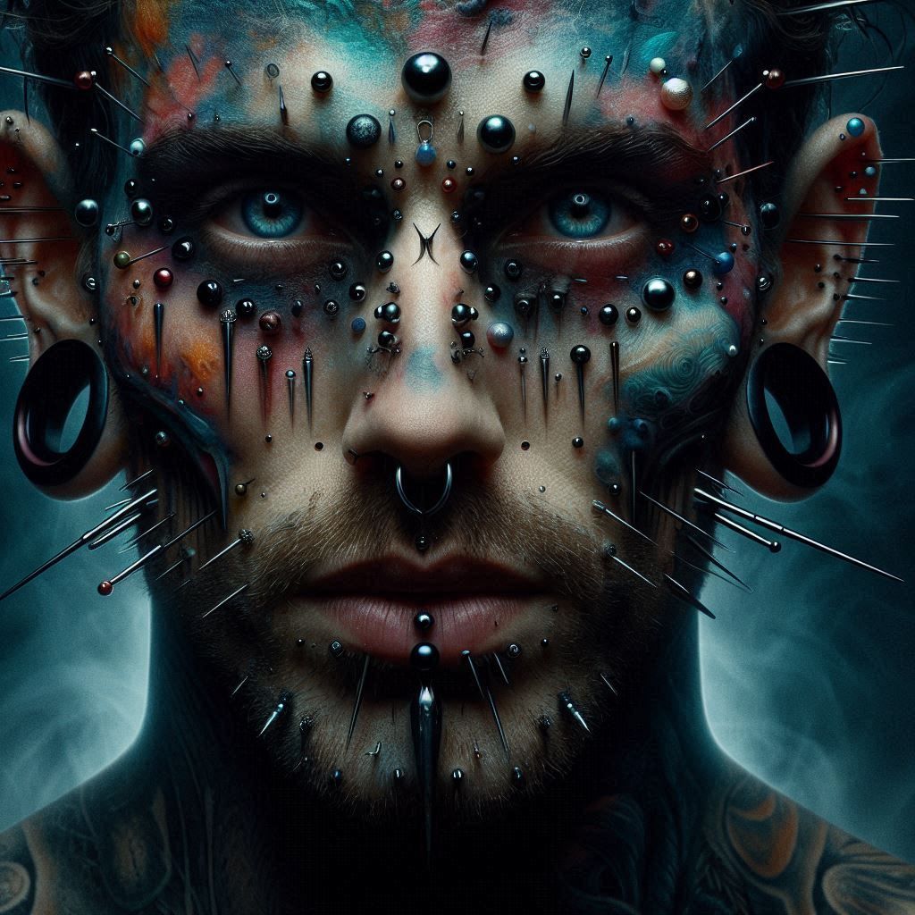 Portraits of a Serial Creator : Extreme Facial Piercing