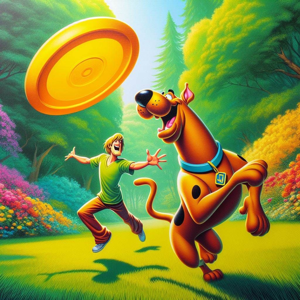 Scooby and Shaggy playing in the park