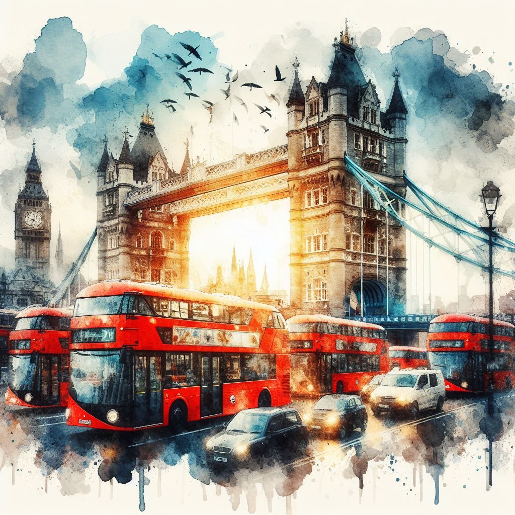 London two-story buses - AI Generated Artwork - NightCafe Creator