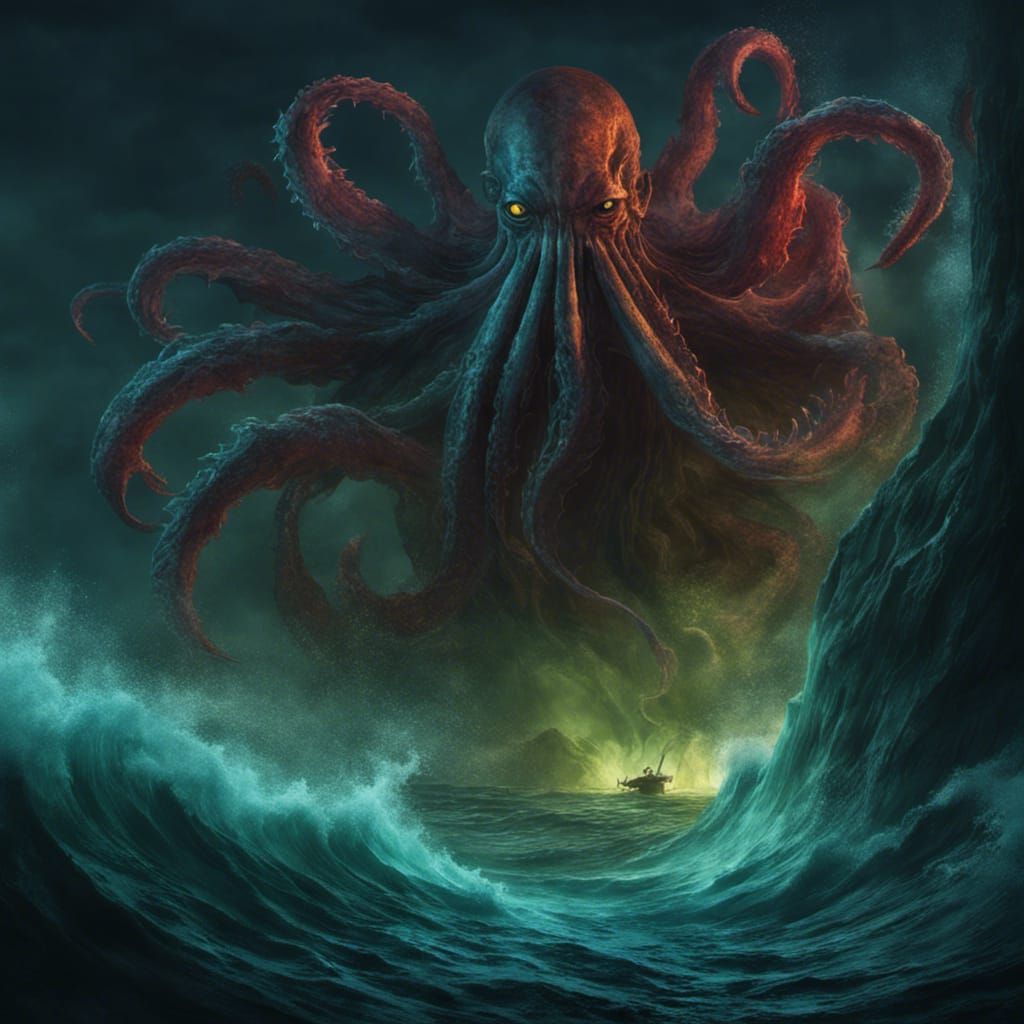 Cthulhu arise from depths of the sea - AI Generated Artwork - NightCafe ...