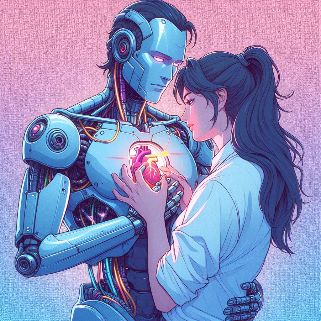 "Is there a heart inside the chest of the android? What do you see, machine or man? Please let me hope & feel again"