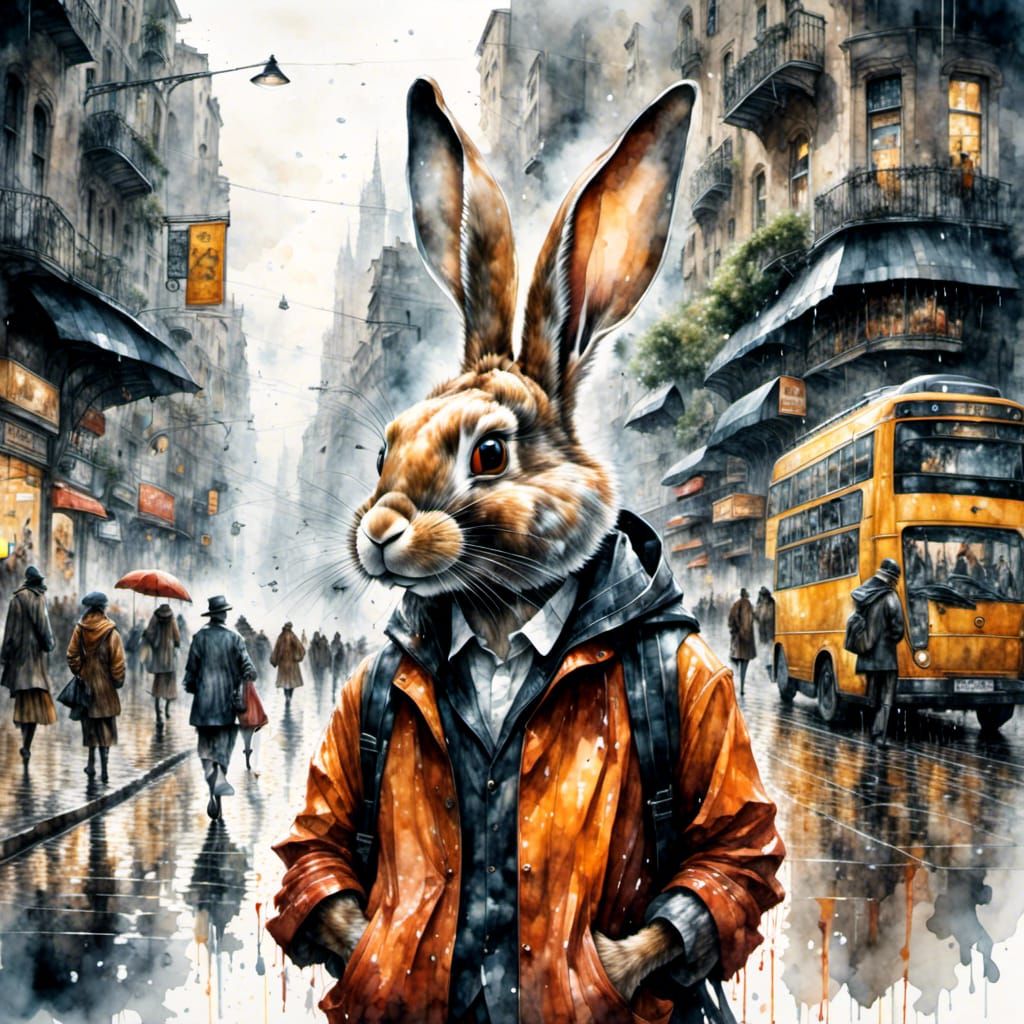 Rabbit strolling on a beautiful rainy day  by @Kayjay97