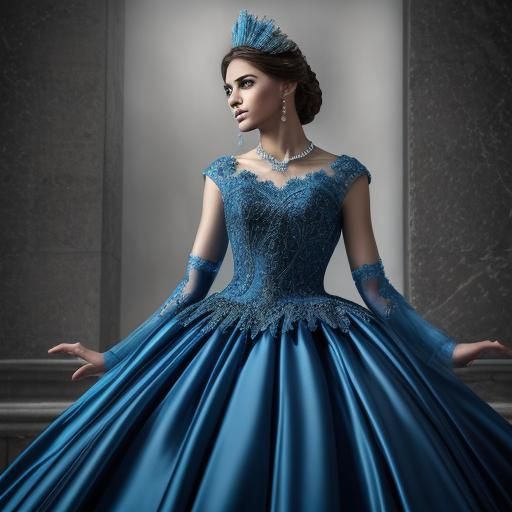 Una hermosa mujer caucásica vestida de azul con un traje de ...