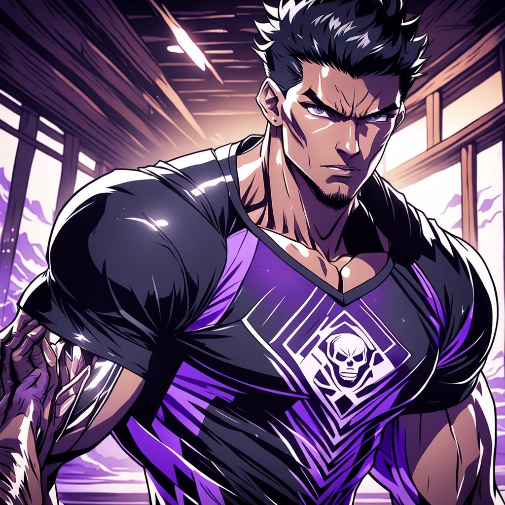 a strong young man in his 20s with short black hair and lati...