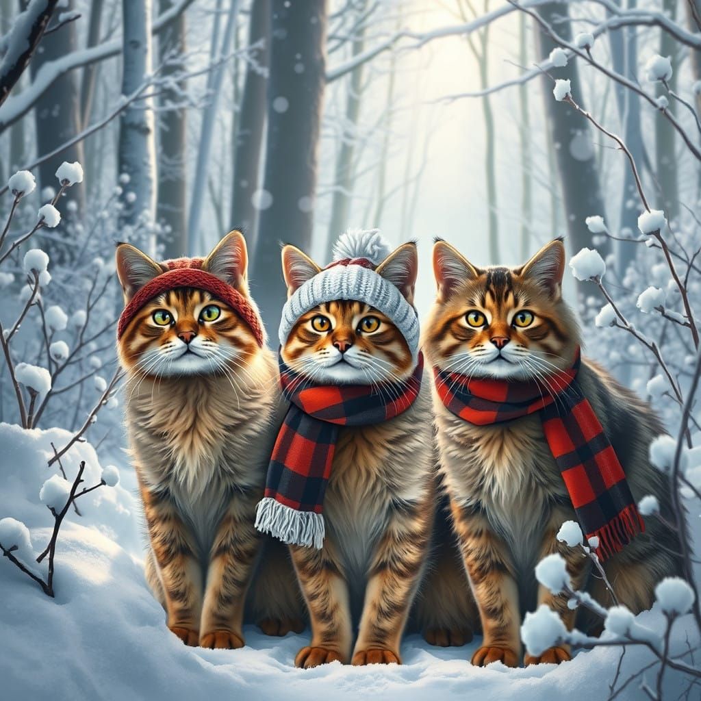 Cats in winter attire 
