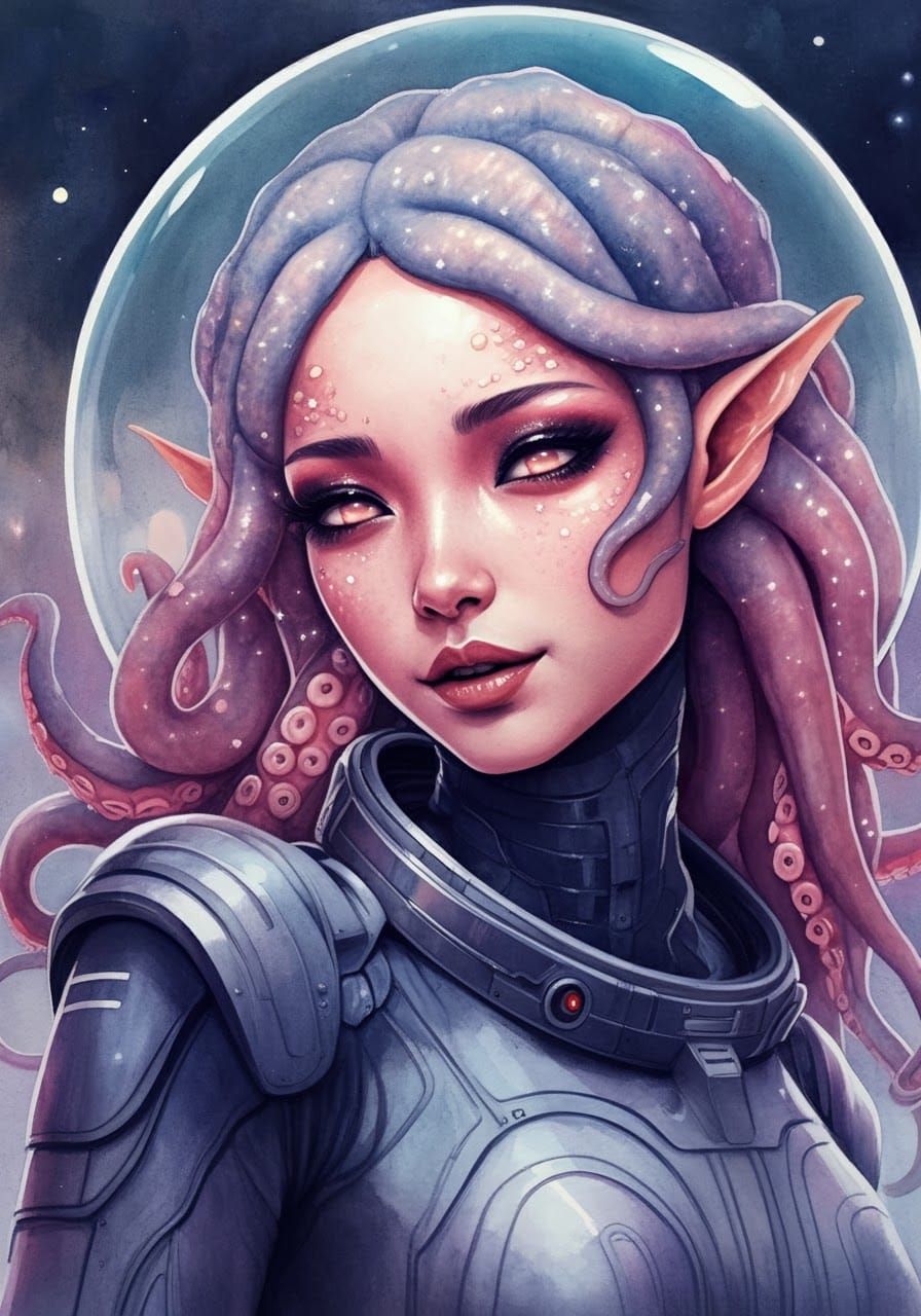 Sci-fi: Stunning Female Alien with Tentacle Hair (Google Imagen 3.0)