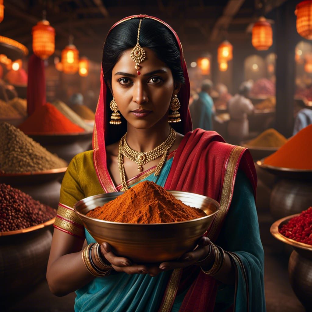 Indian woman at a spice market