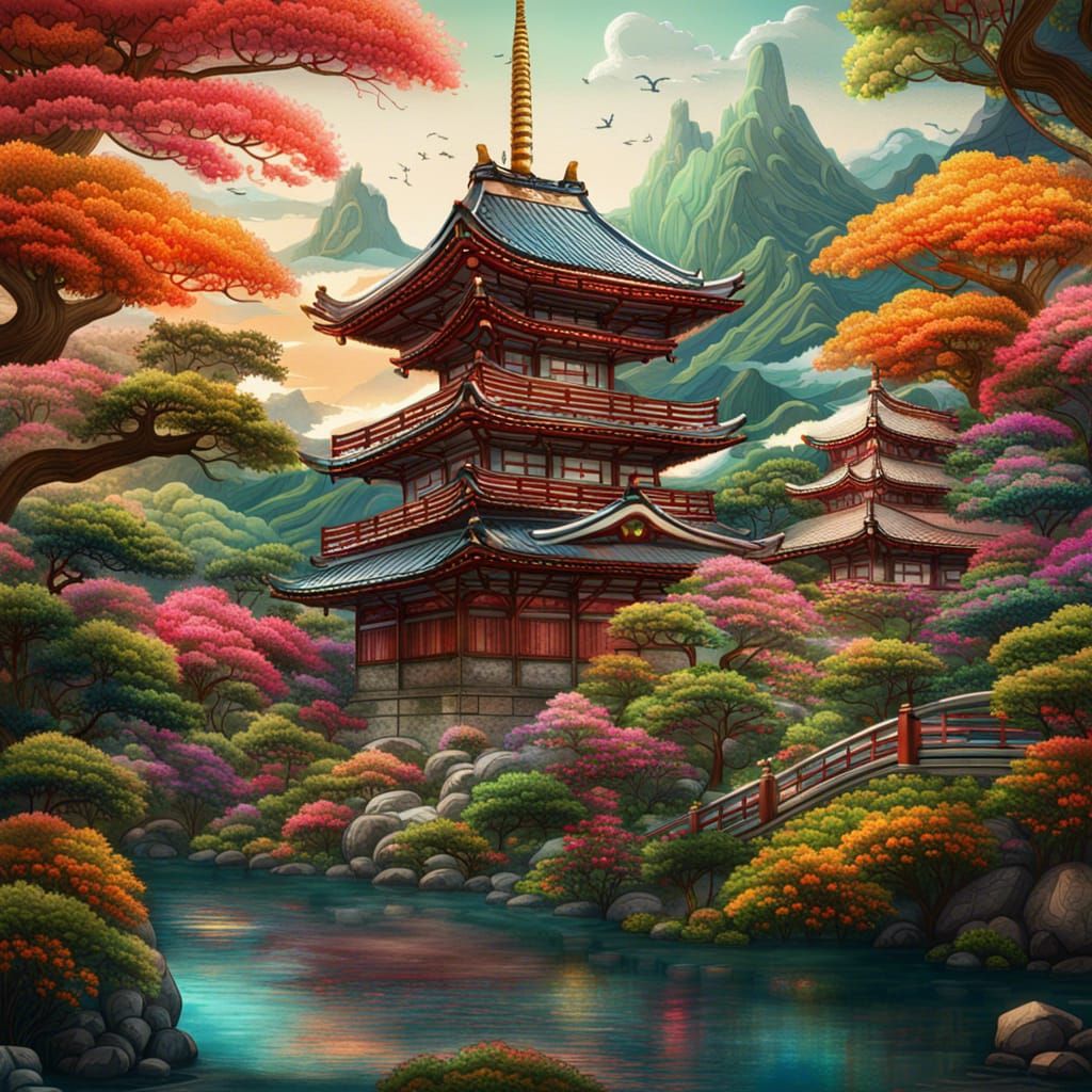 Japanese Gardens - AI Generated Artwork - NightCafe Creator