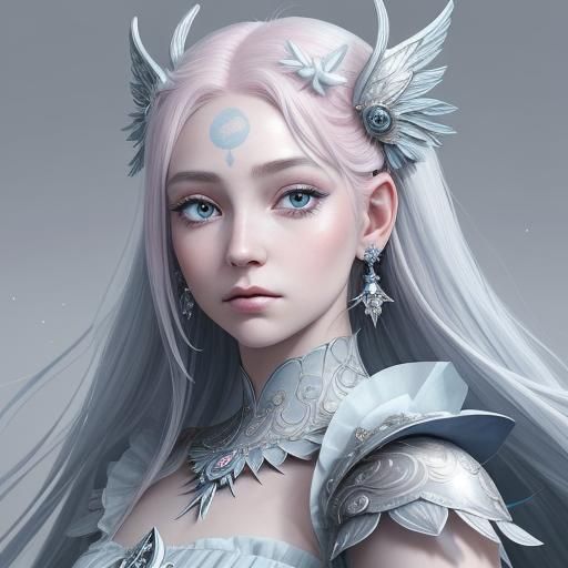 full length portrait of a moon fairy with long flowing pink ...