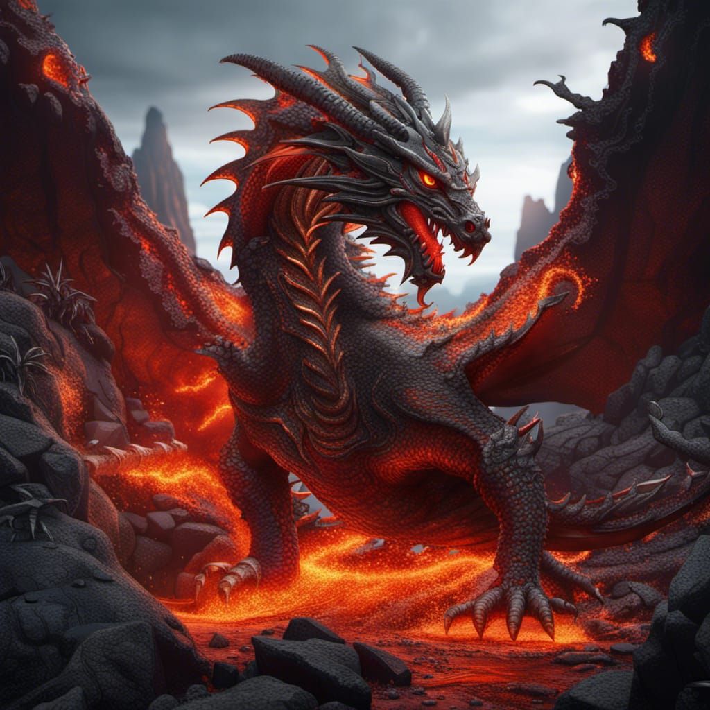 lava rock dragon - AI Generated Artwork - NightCafe Creator